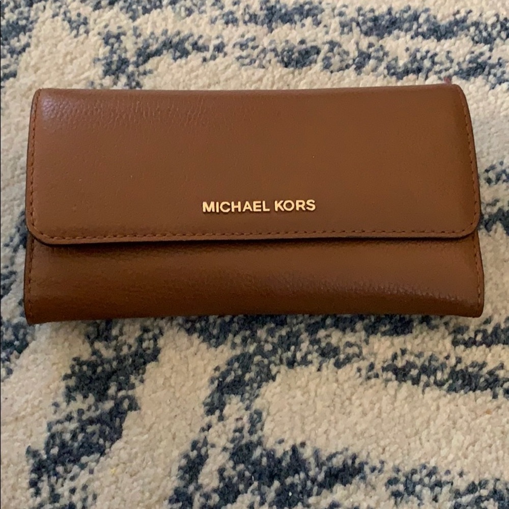 Large MK Brown Leather Wallet